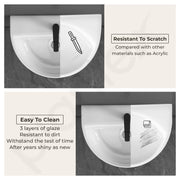 Plantex Ceramic Wash Basin for Bathroom/Wall Hung Basin/Bathroom Sink with 10 Years Glaze Warranty by Plantex//Washbasin for Restaurant, Hotel (Glossy White/Mark, 17 x 12 x 4 Inch)