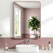 Plantex Aluminium Frame Mirror for Wall/Rectangle Wall Mount Mirror for Bedroom/Dressing Room/Living Room/Entryway - (24x32 Inch-Rose Gold)
