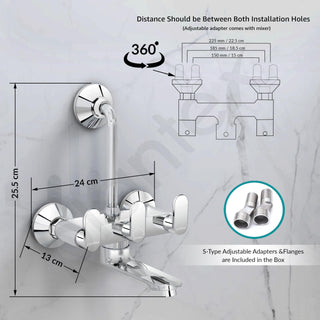 Plantex Wall Mixer for Bathroom 2 in 1 with L-Bend Provision for Overhead Shower/Mixer Tap for Bathroom with Water Saving Nozzle Tap- 7 Year Warranty by Plantex (Orn-218-Chrome)
