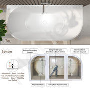 Plantex Bathtub For Bathroom/Freestanding Bath tub for Adults/Deep Soaker Bathtub with Overflow, Popup and Drain Pipe (BSM-207A-White-1700mm)