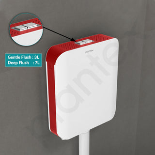 Plantex Flush Tank for Toilet/7 LTR Water Capacity Flushing Cistern/Polypropylene Slim Dual Tone Toilet Flush Tank - Pack of 1 (Red and White)