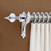 Plantex Heavy Duty Aluminium Diamond Curtain Holder/Curtain Brackets/Curtains Rod Holder with Support 1 Inch Rod (Chrome - 1 Pair)