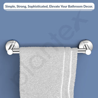 Plantex Towel Holder for Bathroom/12 inch Towel Bar/Single Towel Rod/Towel Hanger for Home/Bathroom Accessories - Pack of 2 (Chrome)