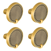 Plantex Knobs for Drawers/Drawer Knobs/Round Knob for Cabinets/Pull-Push Knob for Kitchen/Bedroom/Drawer - Pack of 4 (Brass Antique & Gold)
