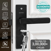 Plantex Heavy-Duty Door Lock - Main Door Locks Handle Set/Mortise Lock with 3 Keys, Brass Lockbody & Cylinder (8125 - Z Black & DC Black)
