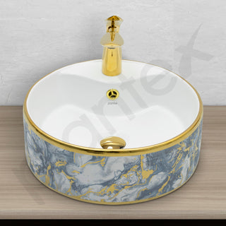 Plantex Table Top Wash Basin For Bathroom/Small Basin for Handwash/Countertop Washbasin - Indo-European Collection (16 x 16 x 6 Inch)