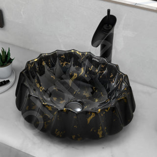 Plantex Ceramic Basin for Bathroom/Table Top Wash Basin/Washbasin for Living Room, Restaurant (Marble Finish, 17 x 15 x 6 Inch)