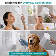 Plantex ABS Hand Shower for Bathroom/3 Mode Multifunctional Shower/Rectangle Hand Shower Without Hose Pipe for Home/Hotel - (Chrome & White, H510)