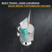 Plantex Tumbler Holder For Bathroom/Pure Brass Toothbrush Stand/Toothpaste/Razor Holder/ Bathroom Accessories - Pack of 1 (APS-GIA-03, Chrome)