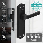 Plantex Heavy Duty Bathroom Door Lock/Mortise Handle Lock/8inch Keyless Plate Handle Set for Home/Bathroom/Store Room/Balcony/Office with Baby Latch (8132- Z-Black)