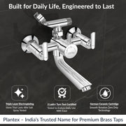 Plantex Bal-517 Pure Brass Telephonic Wall Mixer with Crutch Arranging of Hot & Cold Water with Water Saving Nozzle for Bathroom and Brass Wall Flange -7 Year Warranty -(Chrome)