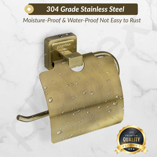 Plantex 304 Grade Stainless Steel Toilet Paper Holder/Stand for Toilet Paper Roll/Tissue Paper Holder - Decan (Brass Antique)