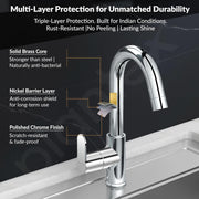 Plantex Pure Brass Sink Tap for Kitchen Basin/Sink Tap for Wash Basin/Deck Mount/Sink Cock with Wall Flange-(APS-2602-chrm)