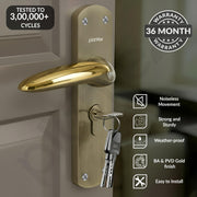 Plantex Heavy-Duty Door Lock/Door Handle Lock set 6-Lever Lock Mechanism/Mortise Lock with 3 Keys, Brass Lockbody & Cylinder (8134 - Brass Antique & PVD Gold)