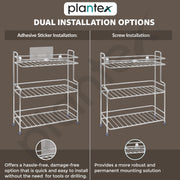 Plantex Self Adhesive Stainless Steel Bathroom Shelf/Multipurpose Organizer/Kitchen Rack and Shelf/Bathroom Stand (Chrome-Silver)