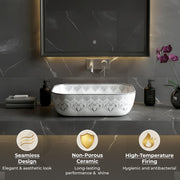 Plantex Ceramic Table Top Washbasin For Bathroom/Hand Wash Sink/Rectangle Countertop Vessel Sink Basin For Home/Office/Hotel - (White)