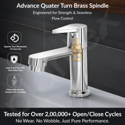Plantex Pure Brass Pillar Tap for Wash Basin/Kitchen Taps for Home Sink/Wash Basin Tap with 7 Year Warranty (PAC-1803-Mirror Chrome)