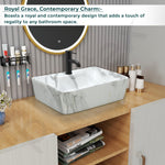 Plantex Ceramic Wash Basin for Bathroom/Rectangle Wall Mount Basin/Bathroom Sink/Washbasin for Restaurant/Hotel (Marble Finish - 16 x 12 x 5 Inch)