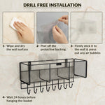 Plantex Self-Adhesive Bathroom Shelf with Fix Hook/Storage Rack for Kitchen/Decorative Railing Shelf for Home/Office/Storage Organizer - Pack of 1 (Black)
