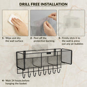 Plantex Self-Adhesive Bathroom Shelf with Fix Hook/Storage Rack for Kitchen/Decorative Railing Shelf for Home/Office/Storage Organizer - Pack of 1 (Black)