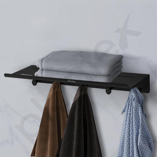 Plantex Stainless Steel Towel Hanger for Bathroom/Towel Rack/Bathroom Hanger for Clothes/Towel Holder/Bathroom Accessories -Pack of 1 (Black)