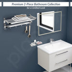 Plantex 304 Stainless Steel Dual Folding Towel Rack for Bathroom with Double Soap Dish/Holder/Bathroom Organizer/Bathroom Accessories Set- Chrome