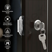 Plantex Sliding Door Lock for Wardrobe/GI Steel Drawer Lock/Suitable for 20mm Sliding Door - Pack of 1 (SL-01, Z-Black)