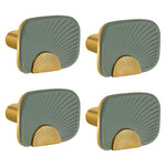 Plantex Knobs for Drawers/Drawer Knobs/Rectangle Knob for Cabinets/Pull-Push Knob for Kitchen/Bedroom/Drawer - Pack of 4 (Gold & Green)