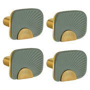 Plantex Knobs for Drawers/Drawer Knobs/Rectangle Knob for Cabinets/Pull-Push Knob for Kitchen/Bedroom/Drawer - Pack of 4 (Gold & Green)