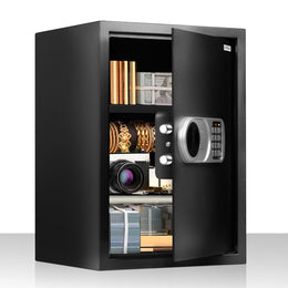 Plantex 56 Litres Safe Locker for Home/Safety Locker Box with Electronic Keypad & Emergency Keys/Master & User Code Access with LED Light/Tijori Box/2 Years Warranty By Plantex - Black