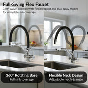 Plantex Pure Brass Flexible Tap for Kitchen Sink/Dual Flow Pull Out Sink Mixer Tap Hot and Cold/Movable/Rotable Water Mixer Faucet - (7904, Chrome)