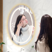 Plantex LED Bathroom Mirror with 3 Tone/Designer Mirror for Living Room/Bedroom/Dressing Room - Oval Shape Wall-Mounted (18 x 24 Inch)