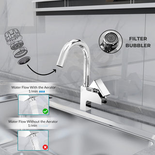 Plantex Pure Brass Sink Tap for Kitchen with 360° Swivel Spout/Kitchen Sink Tap with Water Saving Aerator-7 Year Warranty (PRI-312-Chrome)