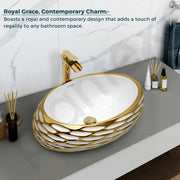 Plantex Table Top Wash Basin For Bathroom/Designer Ceramic Basin/Countertop Vessel Sink Basin - Indo-European Collection (EQTT-593, 23.5 x 15 x 7 Inch)