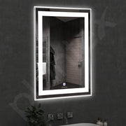 Plantex Metal LED Wall Mirror with Triple-Tone/Touch Mirror for Bedroom/Dressing Room/Living Room - Rectangle Shape (18 X 24 Inch)