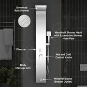Plantex 304 Grade Stainless Steel Shower Panel for Bathroom with Showerhead/Hand Shower/Body Massage Jets/Bathroom Shower System-(KM-8111)