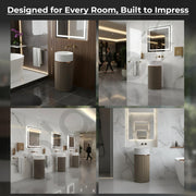 Plantex Pedestal Wash Basin/Acrylic Resin & Quartz Free Standing Wash Basin/Round Basin for Bathroom/Home/Office/Restaurant- (10034, White & Coffee)
