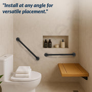 Plantex 24 Inch Stainless Steel Grab Bar for Toilet/Safety Support for Senior Citizens/Secure Bathroom Handrail/Bathroom Accessories (Black)