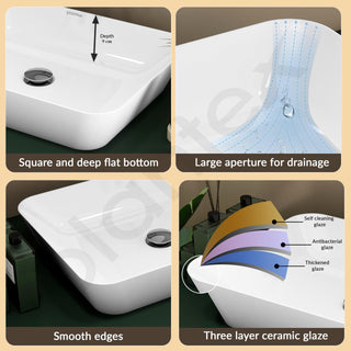 Plantex Ceramic Wash Basin/Washbasin for Bathroom/Tabletop Wash Basin with 10 Years Glaze Warranty by Plantex/Countertop Vessel Sink for Home, Office – (NCTT-338, White, 22 x 16 x 4 Inch)