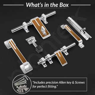 Plantex Stainless Steel Door Kit for Single Door/Door Accessories (10-inch Al-Drop,8-inch Latch,2 Handles,7-inch Tower Bolt and 4-inch Door Stopper- (Chrome & Rose Gold)