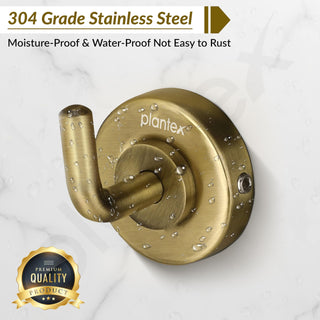 Plantex 304 Grade Stainless Steel Robe Hook/Cloth-Towel Hanger/Napkin Hanger/Bathroom Accessories - Daizy (Antique)