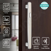 Plantex Door Handle/14 Inch Main Door Handle/Handle for Wooden Door/Pull-Push Door Handle/Door Accessories (Pack of 1, Satin White, Chrome)