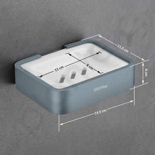 Plantex Aluminium and Acrylic Soap Case/Soap Holder for Bathroom/Soap Stand/Bathroom Accessories - (Grey and Milky White)