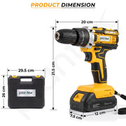 Plantex 21V Cordless Drill Machine for Home/10mm Chuck Electric Screwdriver & Power Drill Kit with 2 Lithium-Ion Batteries, Charger, Accessories & Storage Case (ML-D005, Yellow)