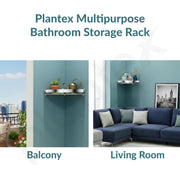 Plantex Corner Shelf for Bathroom Wall/Stainless Steel Bathroom Shelf/Side Corner Shelf/Bathroom Storage Organizer (12x12 inches, Chrome)