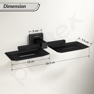Plantex Stainless Steel Double Soap Holder for Bathroom/Soap Case/Dual Soap Dish/Bathroom Accessories - Aqua (Black)