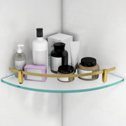 Plantex Premium Frosted Glass Corner Shelf for Bathroom/Storage Glass Shelf - (12x12 in,Brass Antique-Pack of 1)
