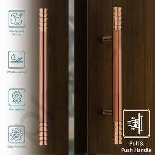 Plantex 14 Inch Stainless Steel Lotus Main Door Handle/Pull-Push Handles for Main Door/Wooden & Glass Door Handle/3 Years Warranty Pack of 2 (PVD Rose Gold)