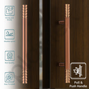Plantex 14 Inch Stainless Steel Lotus Main Door Handle/Pull-Push Handles for Main Door/Wooden & Glass Door Handle/3 Years Warranty Pack of 2 (PVD Rose Gold)