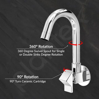 Plantex Kitchen Sink Tap with Water Saving Nozzle/Wall Mount Sink Tap for Kitchen Basin with 360° Swivel Spout-7 Year Warranty by Plantex (PRI-310-Chrome)